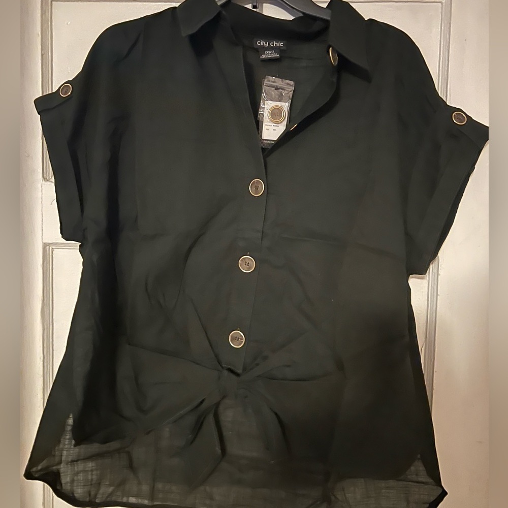City Chic Black Short Sleeve Top